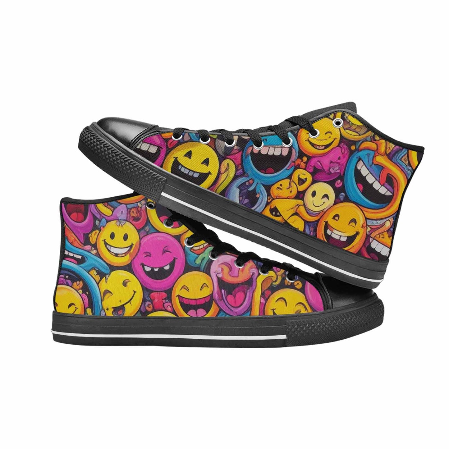 MEN'S Yellow Smiley Face High Top Canvas Y2K Custom Sneakers