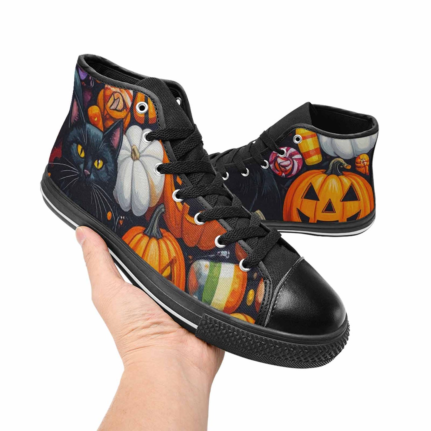 WOMEN'S Halloween High Top Canvas Vibrant Chaos Custom Shoes
