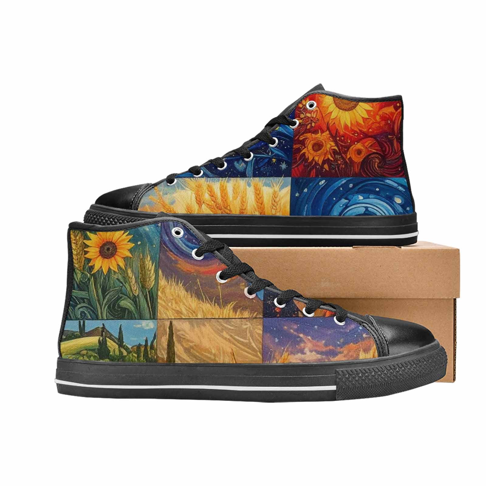 MEN'S Van Gogh-Style Swirl High Top Canvas Dark Academia Custom Shoes