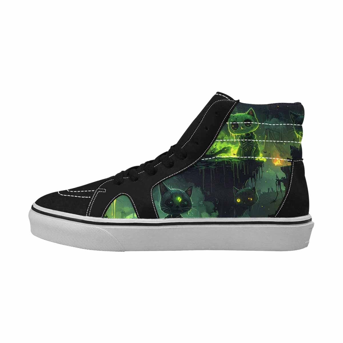 MEN'S Toxic Melting Skeleton Cats High Top Canvas Kaleidoscope Custom Sneakers