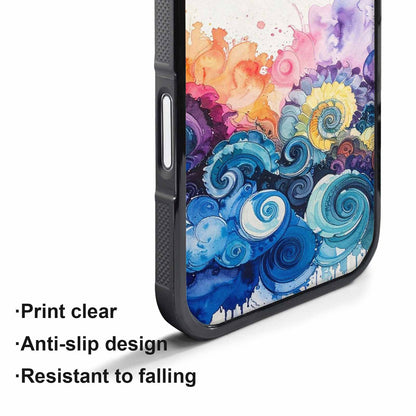 iPhone 17 Pro Case — Tie Dye Swirls Black Blue Tie, Custom Art Phone Cover