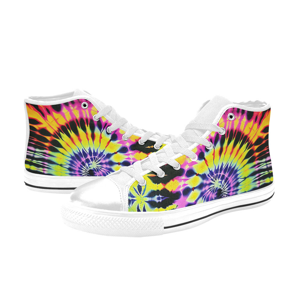 WOMEN'S Cc Tie Dye Art High Top Canvas Grunge Custom Sneakers