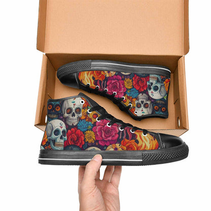 WOMEN'S Skull High Top Canvas Grunge Sneakers