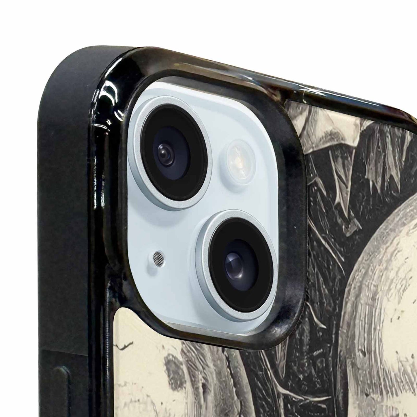 iPhone 15 Plus Case — 20 Skulls Overlapping Seamless Tileable Pattern, Custom Designed Case Cover