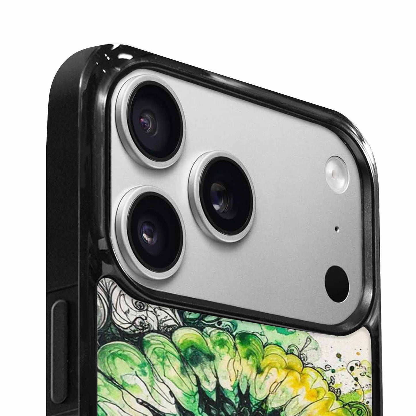 iPhone 17 Pro Case — Black Green Ink Tie Dye Tie, Custom Printed Phone Case