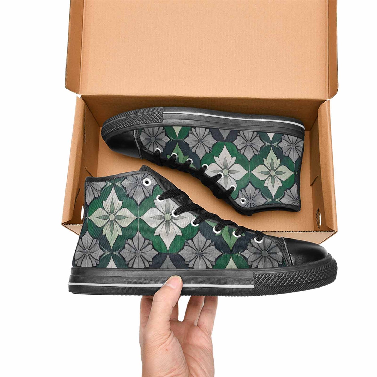 MEN'S Aromantic Flag Color High Top Canvas Wallpaper Art Shoes