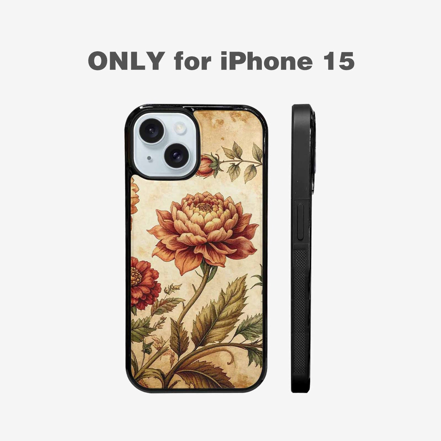 iPhone 15 Case — Vintage Botanical Art Pattern, Custom Made Phone Cover