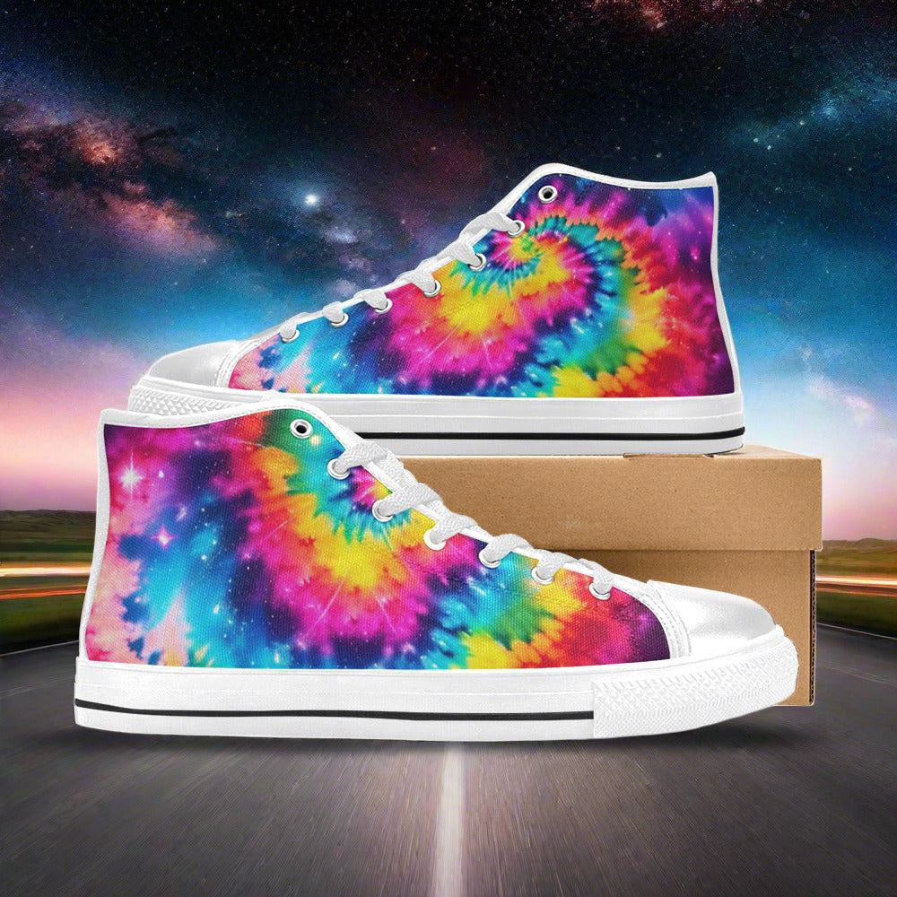 Aurora Borealis Crimson Black Unique MEN Bold Art - Freaky Shoes | Custom Art Sneakers