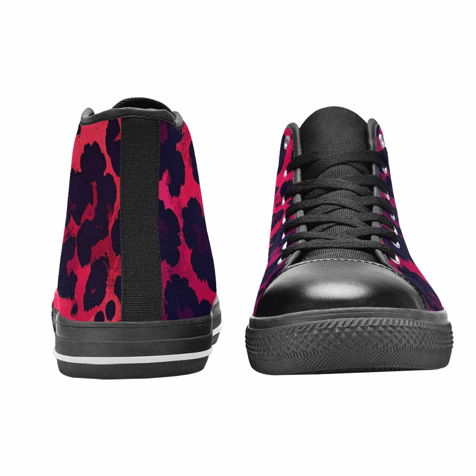 WOMEN'S Leopard Print Dark High Top Canvas Neon Fantasy Custom Sneakers