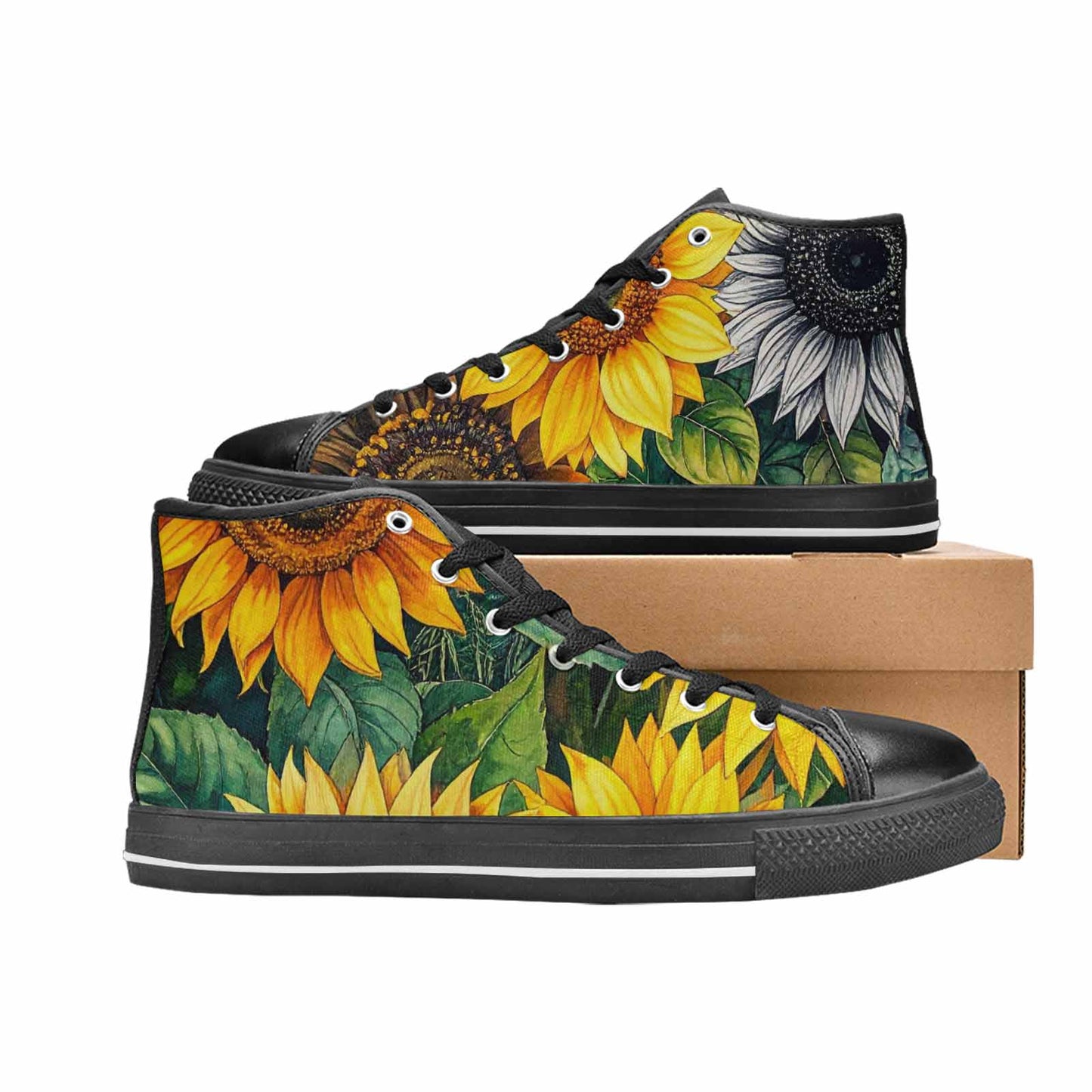 WOMEN'S Sunflower High Top Canvas Surreal Custom Sneakers