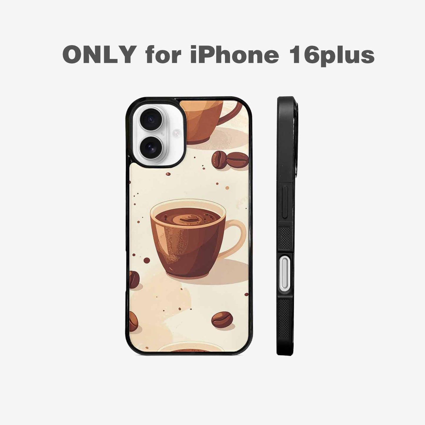 iPhone 16 Plus Case — Coffee Cup And Bean Pattern Seamless, Custom Phone Case