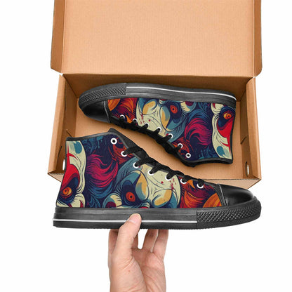 MEN'S Evil Clown Cartoon High Top Canvas Wallpaper Art Custom Sneakers