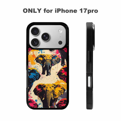 iPhone 17 Pro Case — Bold Splatter Elephant Silhouette Original Art, Unique Phone Case Design