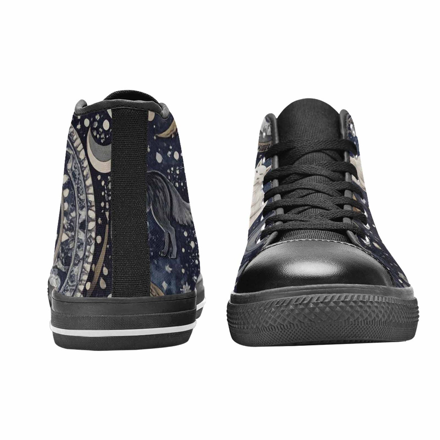 MEN'S Wolves Everywhere Collage High Top Canvas Vibrant Chaos Shoes