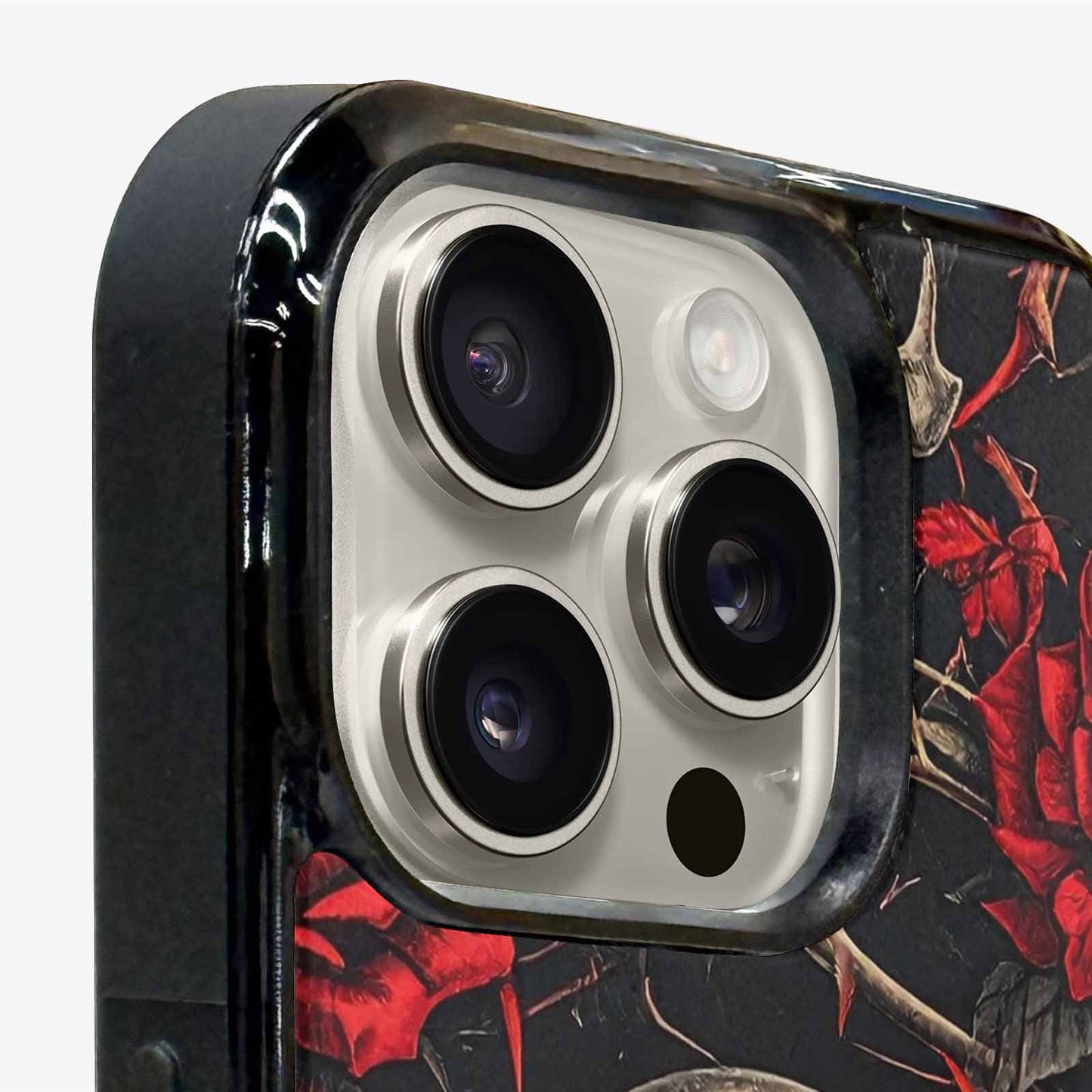 iPhone 15 Pro Max Case — Gothic Skulls Roses, Customized Protective Case