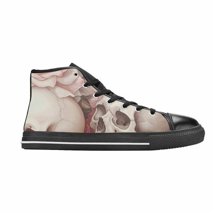 MEN'S Skulls Roses Soft Airbrush High Top Canvas Wallpaper Art Custom Shoes
