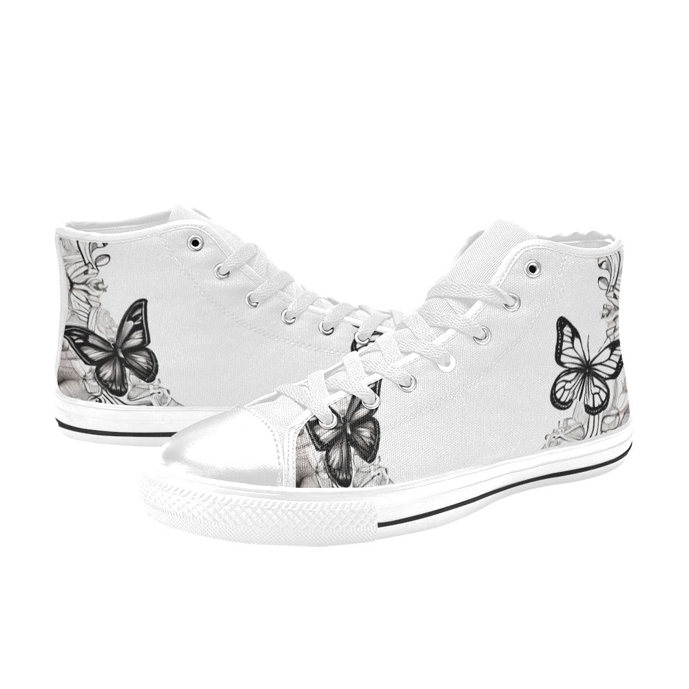 MEN'S Buttetflies Mandala Art Vibes High Top Canvas Grunge Sneakers