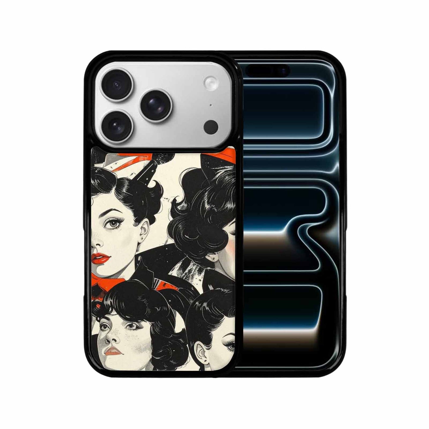 iPhone 17 Pro Case — Seamless Repeating Pattern Of Overlapping Retro, Custom Printed Phone Case