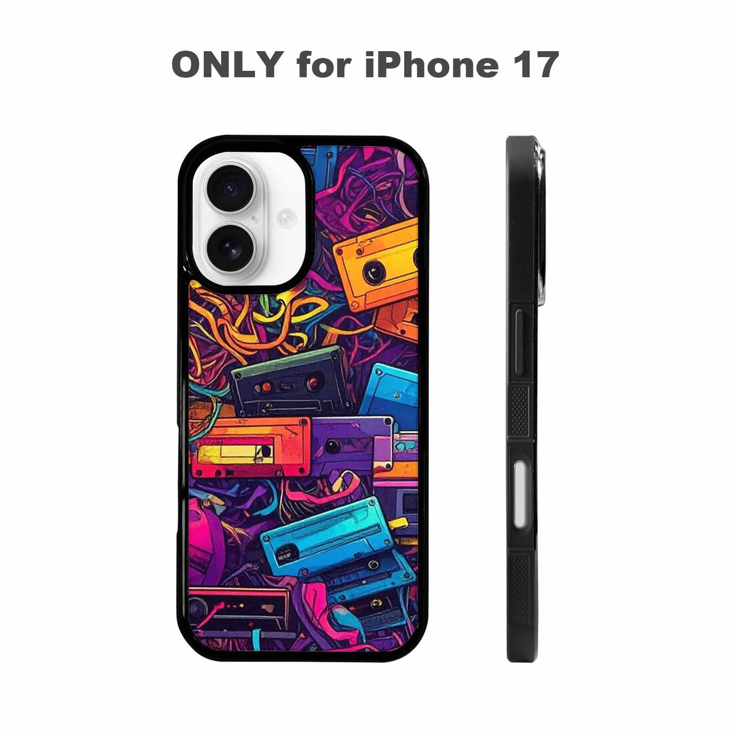 iPhone 17 Case — Retro Cassette Tape Pattern Retro Vintage, Customized Protective Case