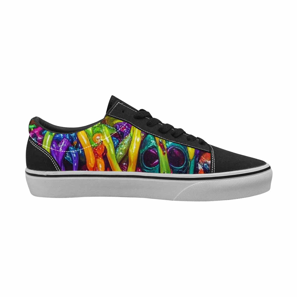 WOMEN'S Toxic Skeleton Hot Dog Lace-Up Canvas Aesthetic Custom Shoes