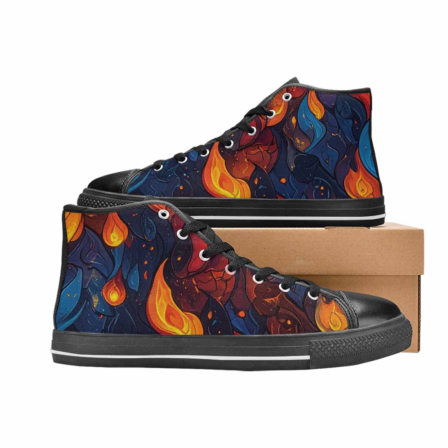 MEN'S Fire Flame High Top Canvas Vivid Shoes