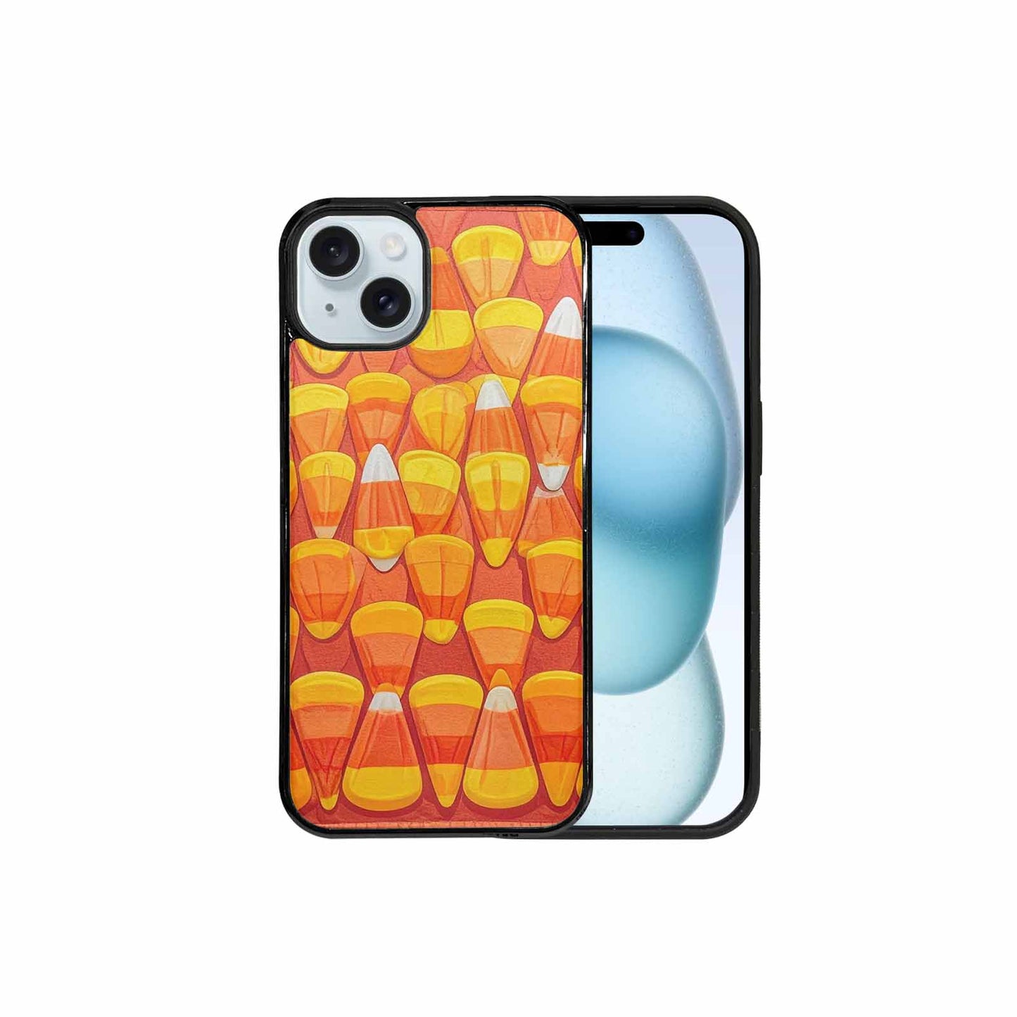 iPhone 15 Plus Case — Candy Corn Shapes In Bright Orange, Custom Designed Case Cover