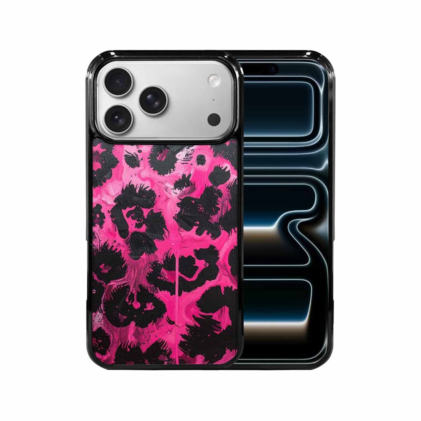 iPhone 17 Pro Max Case — Black &amp; Pink Ink Animal Print, Custom Made Phone Cover