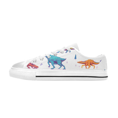 MEN'S Dino Print Art Canvas Vibrant Chaos Custom Shoes