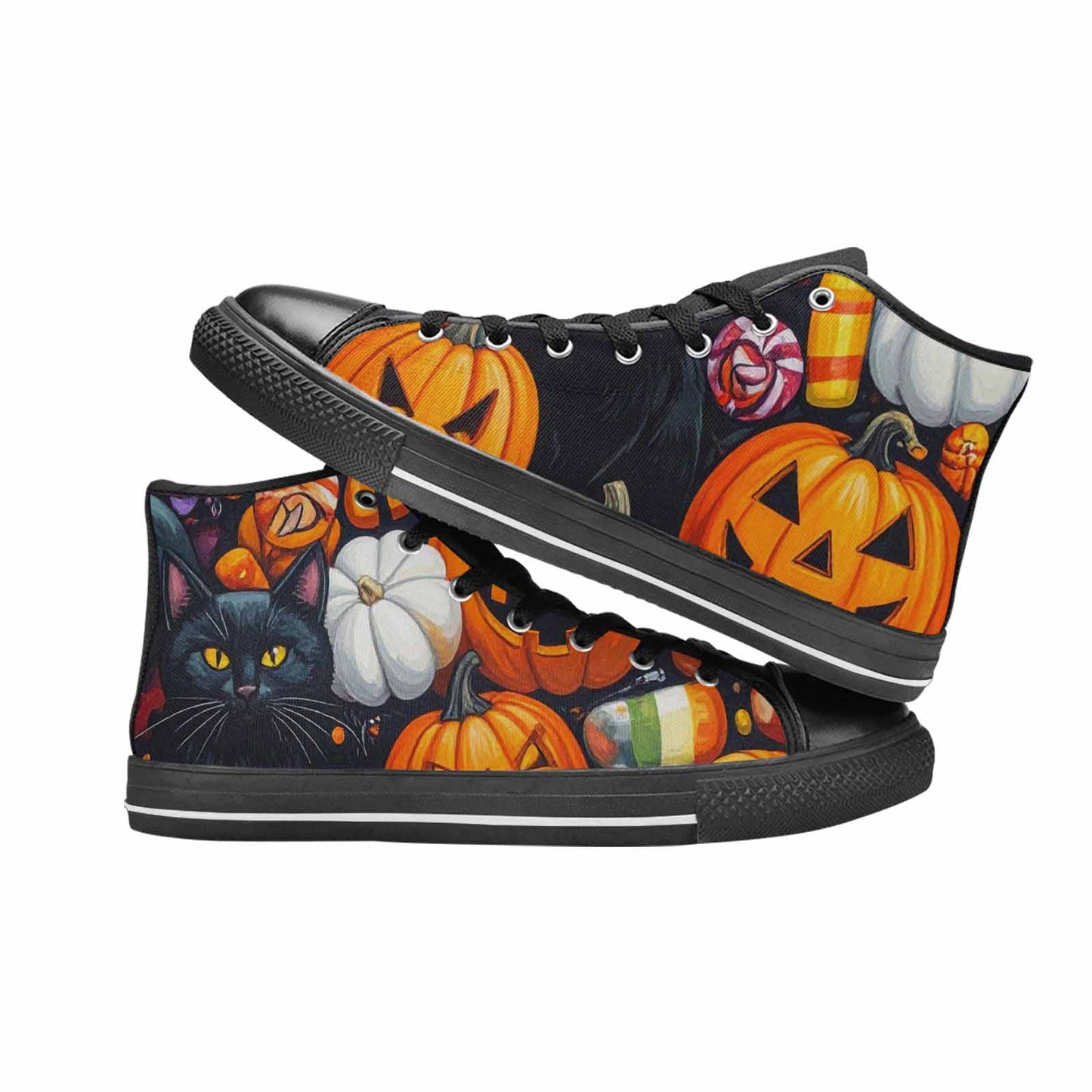 WOMEN'S Halloween High Top Canvas Vibrant Chaos Custom Shoes