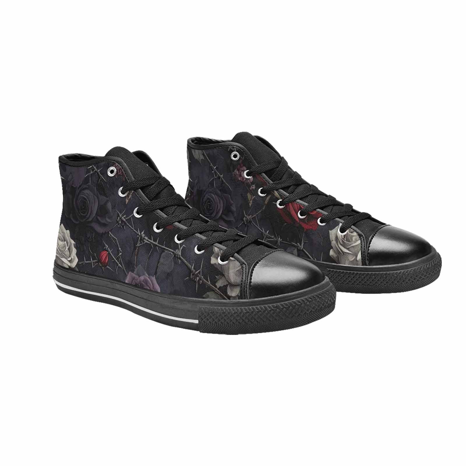 MEN'S Black Gothic Rose High Top Canvas Vivid Custom Shoes