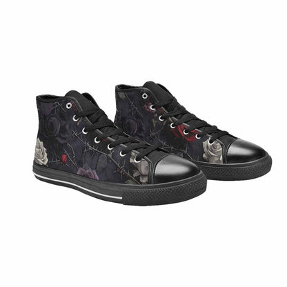 MEN'S Black Gothic Rose High Top Canvas Vivid Custom Shoes
