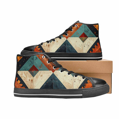 MEN'S Southwestern Geometric Diamond High Top Canvas Vibrant Chaos Sneakers