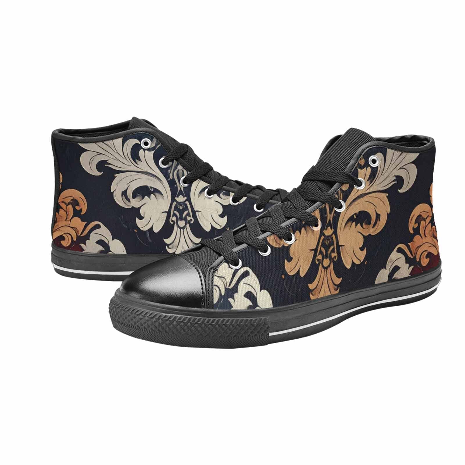 MEN'S Damask Ornamental Wallpaper High Top Canvas Grunge Custom Sneakers