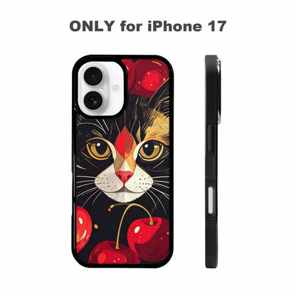 iPhone 17 Case — Retro Cherry Cat Retro Vintage, Custom Printed Phone Case
