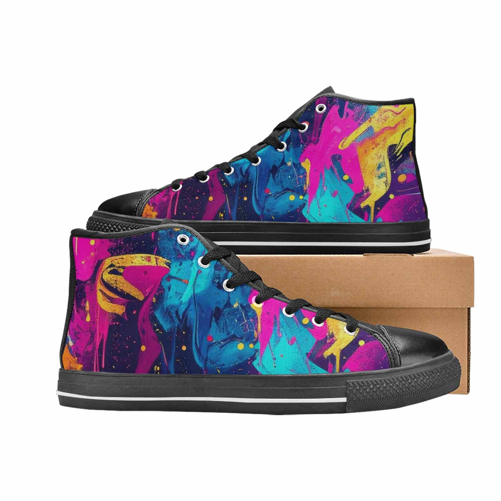 MEN'S Paint Splatter High Top Canvas Y2K Shoes