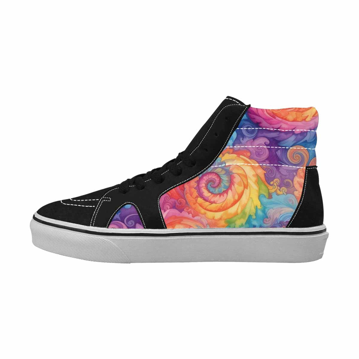 MEN'S Tie Dye Swirls Tie High Top Canvas Surreal Custom Shoes