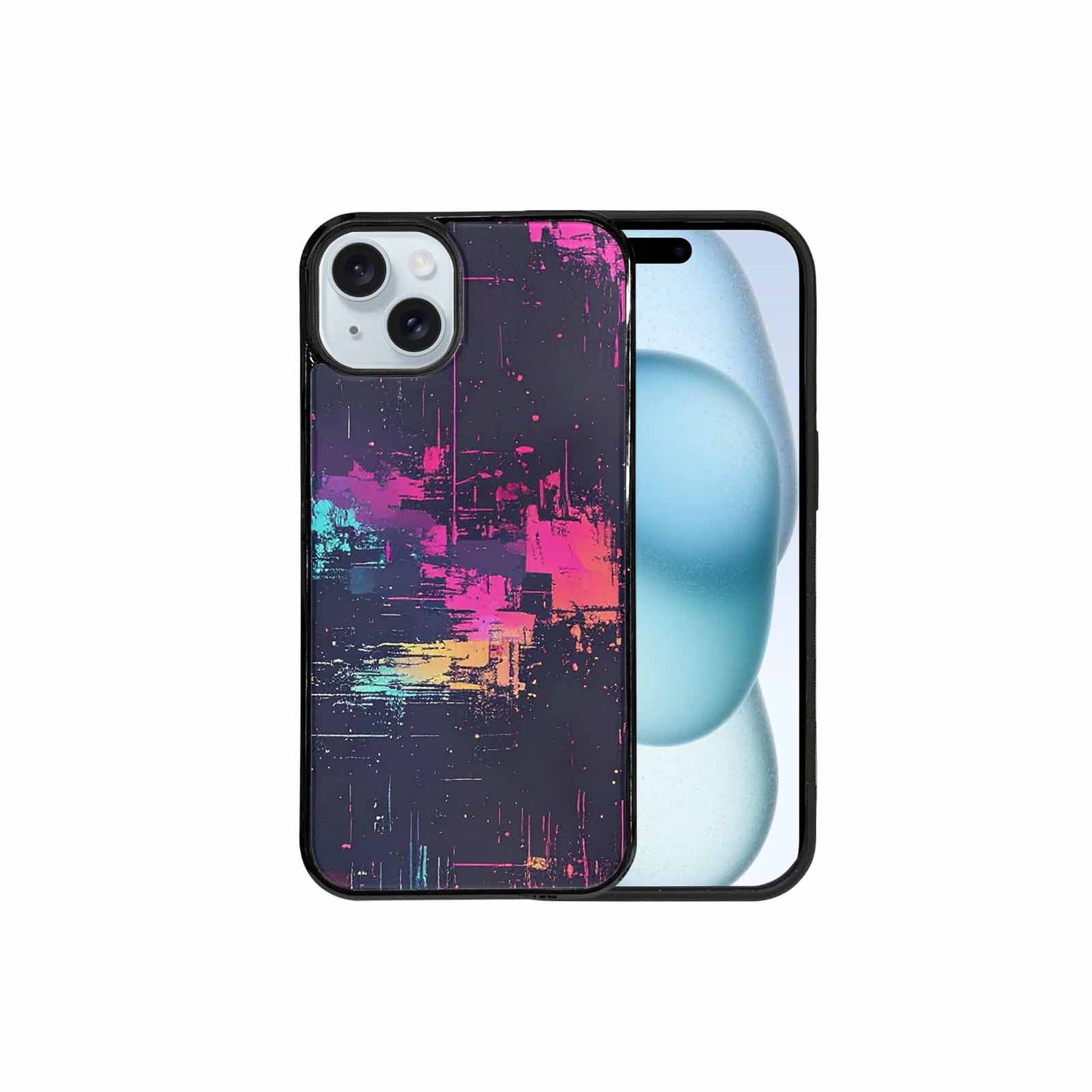 iPhone 15 Plus Case — Glitch Dark Art Seamless Pattern Vibrant, Custom Phone Case