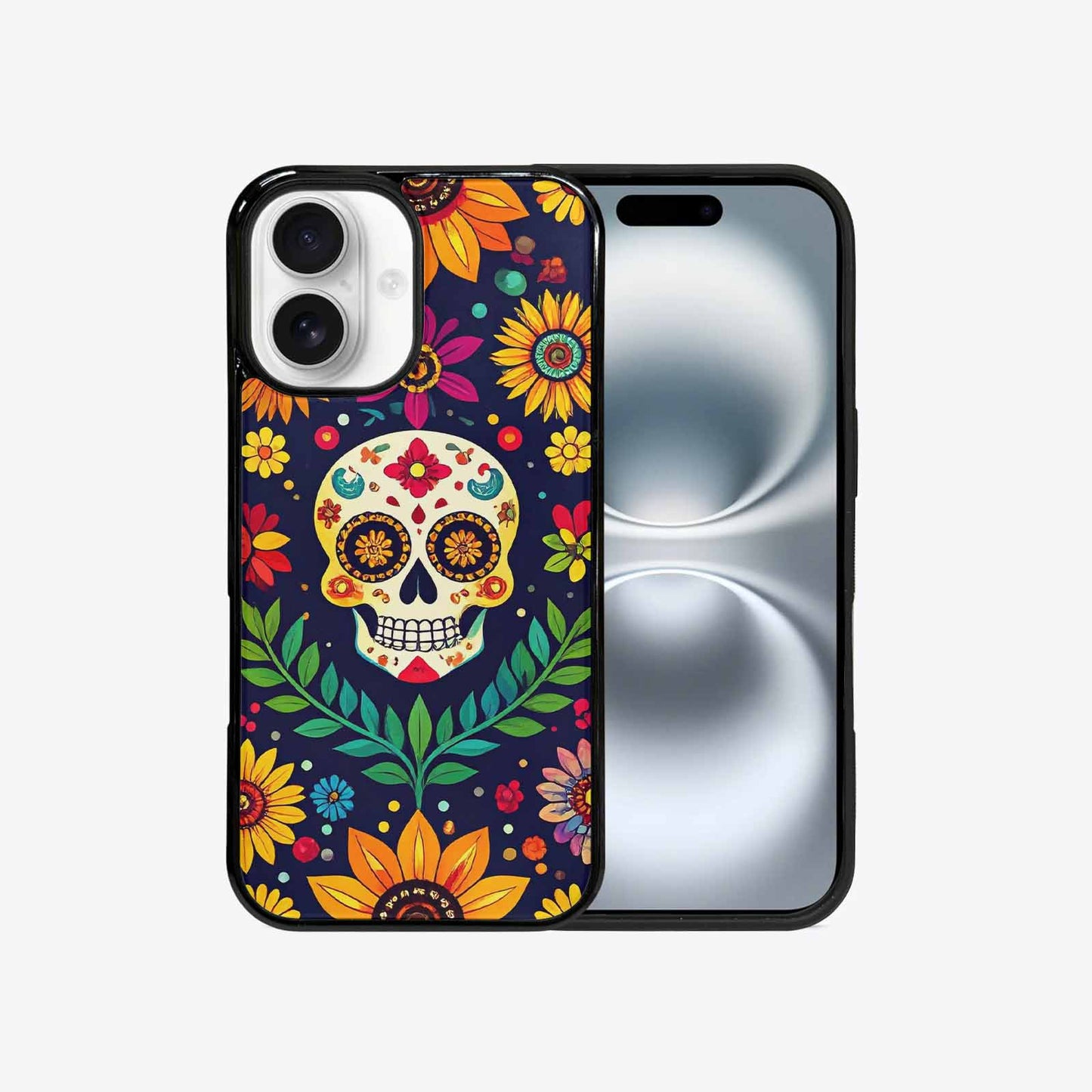 iPhone 16 Case — Sunflowers And Skulls, Custom Designed Case Cover
