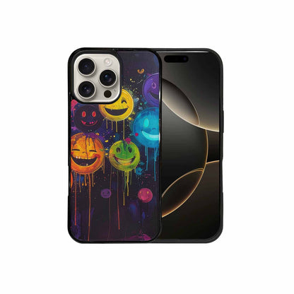 iPhone 16 Pro Max Case — Smiley Faces Glow Smiley Faces Pattern, Personalized Phone Case