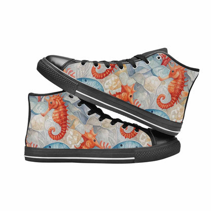 WOMEN'S Fish Scale Coral High Top Canvas Neon Fantasy Custom Shoes
