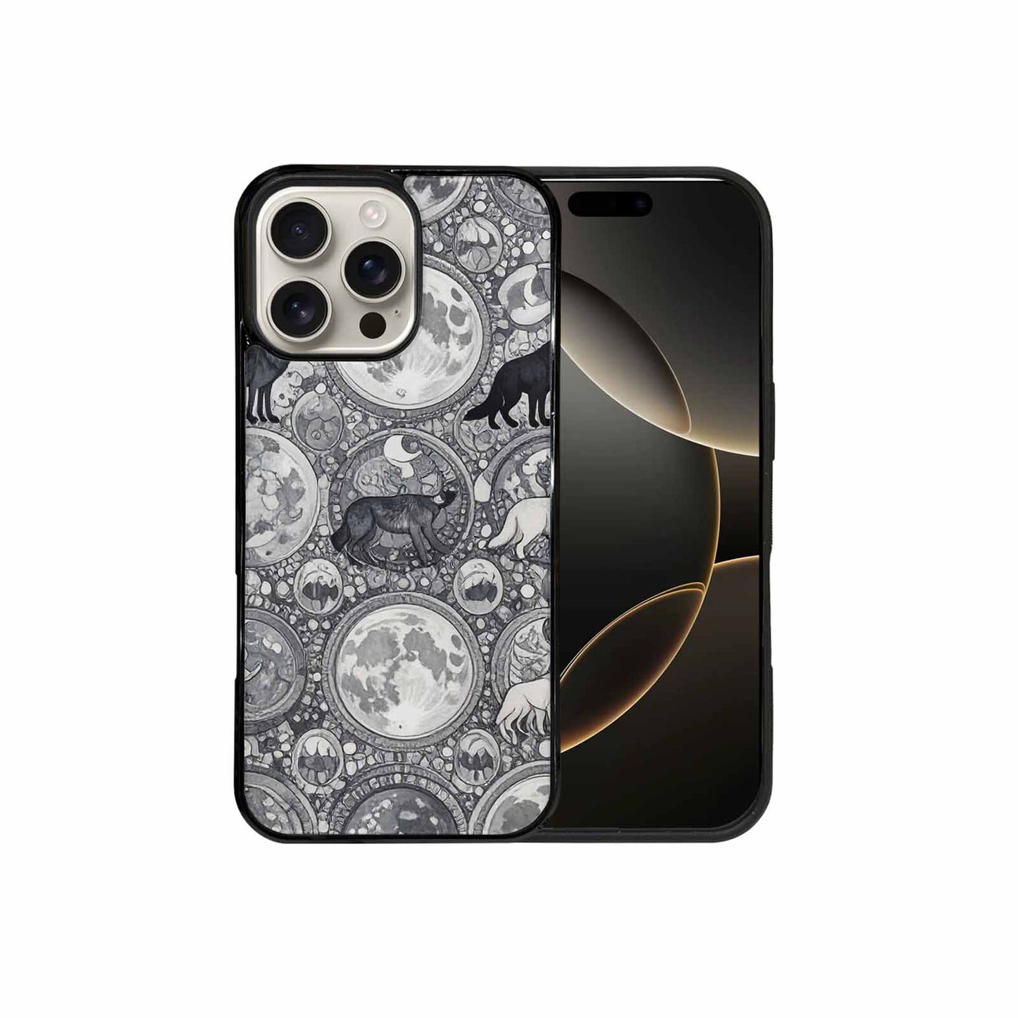 iPhone 16 Pro Max Case — Wolves Everywhere Collage Overlap Small Wolf, Custom Art Phone Cover