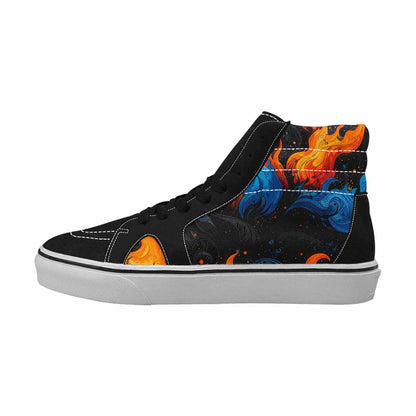 MEN'S Flame Burst High Top Canvas Grunge Custom Shoes