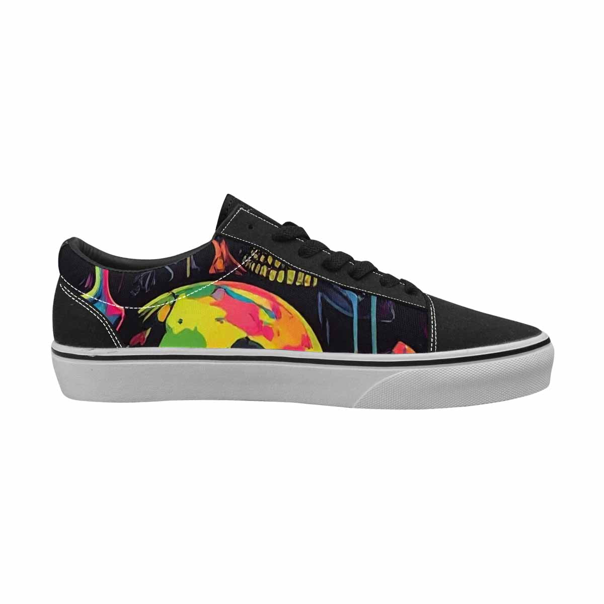 WOMEN'S 1000s Skulls Neon Camo Lace-Up Canvas Vibrant Chaos Sneakers