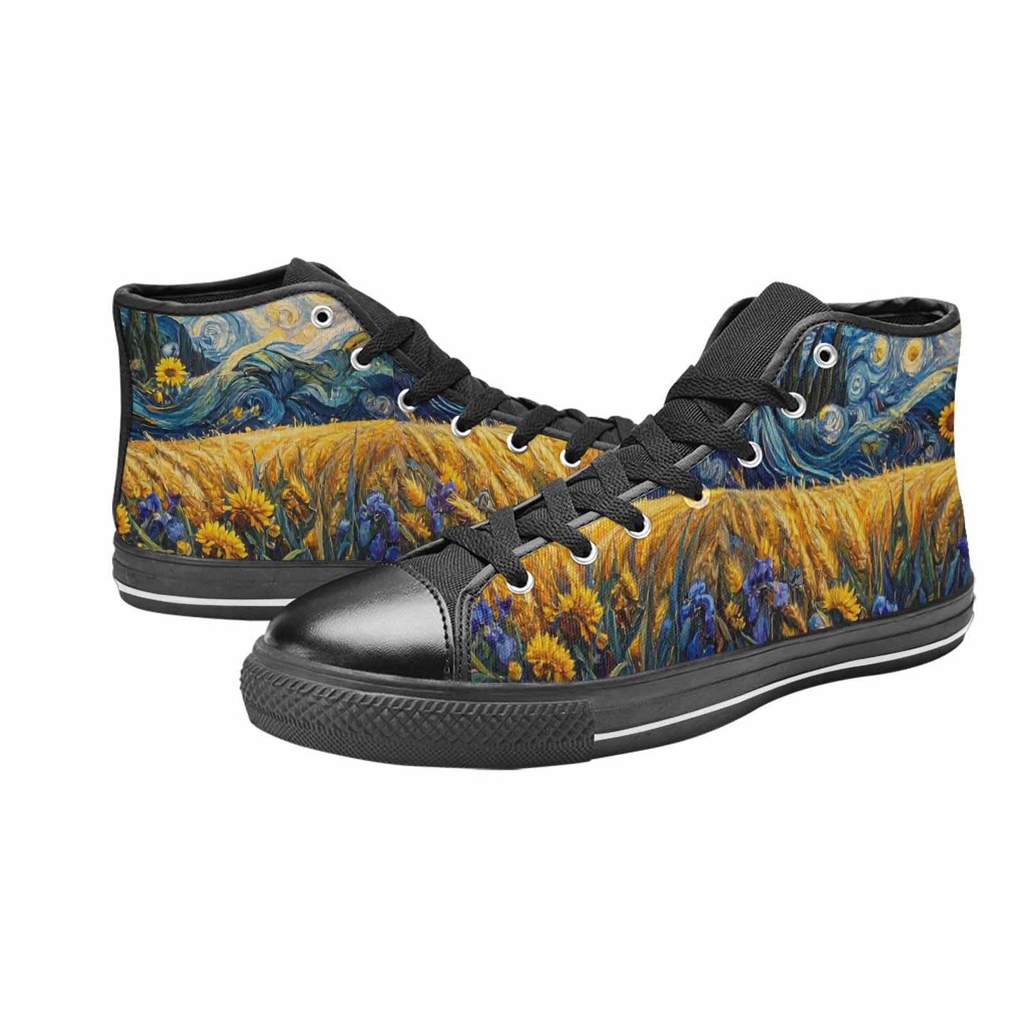 MEN'S Van Gogh-Style Swirl High Top Canvas Surreal Custom Shoes
