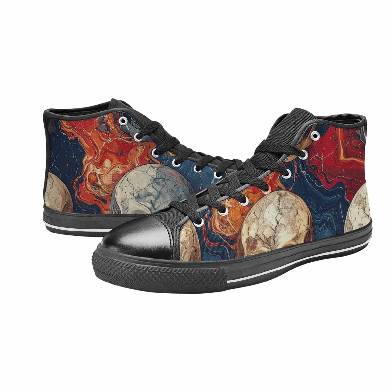 MEN'S Marble Skull High Top Canvas Neon Fantasy Custom Shoes