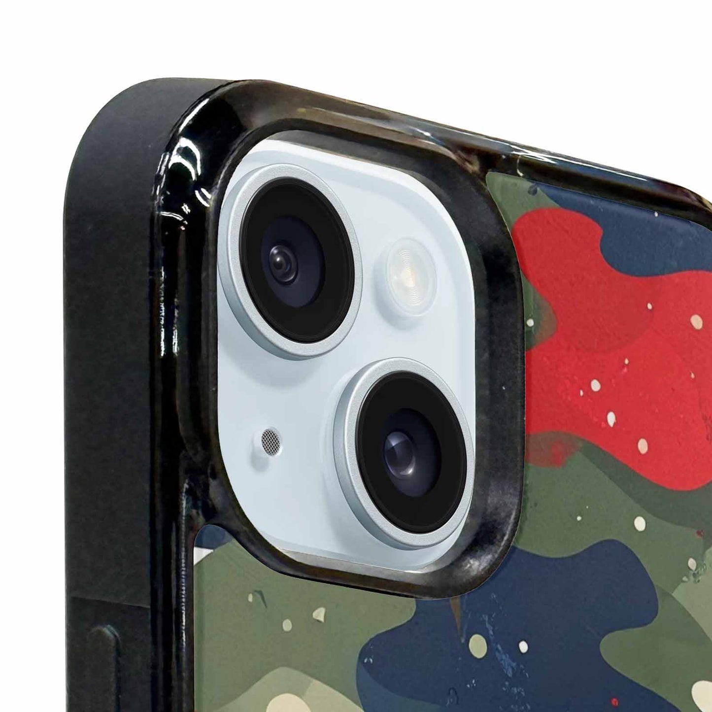 iPhone 15 Case — Military Camo Blotch Texture Blended With, Custom Made Phone Cover