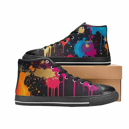 MEN'S Paint Splatter High Top Canvas Cottagecore Custom Shoes