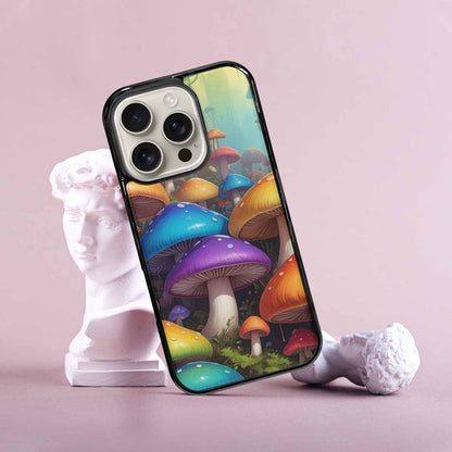 iPhone 16 Pro Case — Overlapping Endlessly No Empty Space Mushrooms, Custom Made Phone Cover