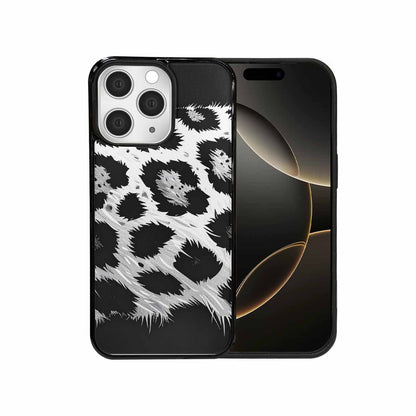 iPhone 15 Pro Max Case — Leopard Print Black And White Style, Custom Printed Phone Case