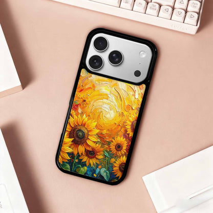 iPhone 17 Pro Case — Impressionist Sunflower Brushstroke Pattern Hundreds Floral, Custom Made Phone Cover